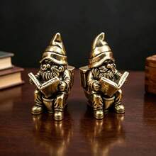 復古黃銅坐馬桶閱讀小矮人雕像，歐式趣味銅雕裝飾品，實心做舊工藝，雕刻鬍鬚、帽沿與書籍細節，桌面茶寵書，古怪小眾創意收藏品，個性化惡搞生日禮物，辦公桌裝飾 - 1PC - 查看 1
