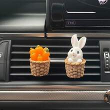 3D Auto-Lüftungsdekoration Clip, süßer Hase, Karotte, mit Aromatherapie-Funktion, kann Dufttabletten halten, frische Luft - A - Übersicht 4