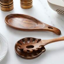 1pc Rosewood Spoon Holder, Cooking Utensil Storage Rack, Heat-Resistant Wooden Kitchen Tool Organizer, Suitable For Stove Top, Spoon, Spatula, Brush, Scraper And Other Kitchen Utensils - Brown - View 5