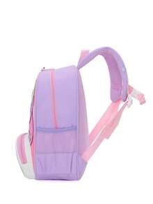 New Fashion Cartoon Unicorn Student Backpack, Simple Style, Multifunctional Storage For Snacks And Toys, Lightweight Large Capacity Shoulder Bag - Purple - View 3