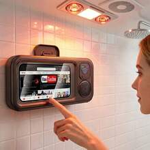 Waterproof Box Speaker, Bathroom Waterproof 360 ° Rotating Touch Screen, Bluetooth Speaker, Watch Movies, Listen To Music, Phone Holder Bluetooth Speaker Audio Shower TV Holder, Swimming Pool, Kitchen, Bathroom, Sink - 黑色 - 查看 1