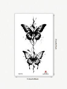 3 piezas Pegatinas de tatuaje de mariposa, tatuaje de pie, tatuaje temporal con patrón de mariposa, resistente al agua y fácil de usar, adecuado para brazos, manos, pies, piernas y otras partes del Body de mujeres, tatuaje falso desechable, esencial para fiestas y festivales de música - Negro - Ver 6