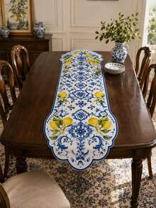1 Taplak Meja Poliester Motif Ubin Delft Biru dan Lemon Kuning, Bendera Meja Panjang Berbentuk Kipas Klasik, Cocok untuk Piknik Musim Semi dan Musim Panas, Perayaan Thanksgiving Musim Gugur, Pernikahan Musim Dingin, Taman Luar Ruangan, dan Dekorasi Meja Dapur Rumah. - MultiWarna - View 5