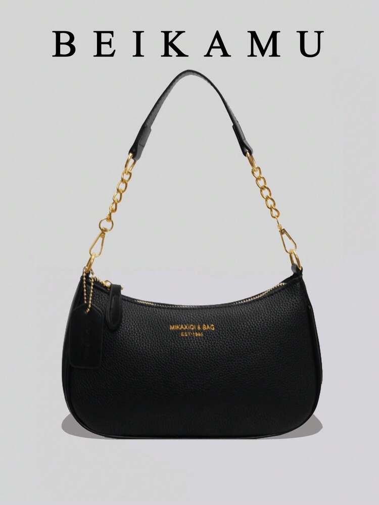 1pc Women's Solid Color PU Shoulder Bag, Versatile Underarm Bag