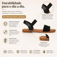 Vintage Bohemian Elastic Orthopedic Beach Flat Sandal - karet elastis hitam - View 3