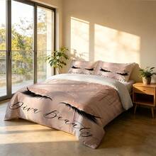 Rosa mädchenhaftes Wimpern-Muster 3 Stücke bedrucktes Bettbezug-Set (1 Bettbezug + 2 Kissenbezüge, ohne Füllung), weich und hautfreundlich, geeignet für alle Jahreszeiten. Oversized Doppelgröße, geeignet für Hotel, Schlafzimmer, Zimmer, Wohnheim und andere Räume. Reißverschluss, maschinenwaschbar, auch als Geschenk geeignet. - Verschiedenfarbig - Übersicht 7