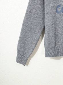 Women's Fashion Casual Embroidered Letter Pattern Crew Neck Long Sleeve Knit Pullover Sweater,Autumn/Winter Top,Back-To-School Outfits - Grey - View 6
