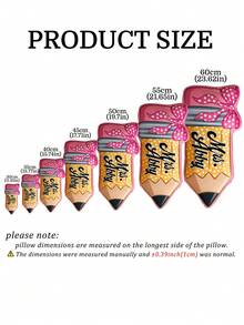 1件客製化趣味鉛筆教師姓名抱枕，個性化姓名裝飾靠墊，教師感謝禮物，居家裝飾抱枕，教師辦公室沙發裝飾枕，新教師歡迎禮物，教師節禮物，返校季，教室必需品 - 彩色 - 查看 3