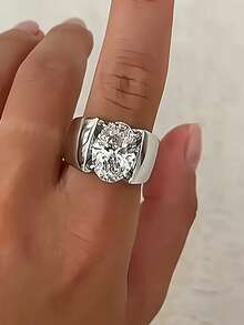 1件優雅立方氧化鋯戒指，適合女性佩戴，適用於婚禮、訂婚、週年紀念派對、情人節禮物 - 2# - 查看 4