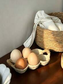 1pc Vintage Distressed Rope Handle 6-Slot Ceramic Egg Storage Tray, Rustic Coarse Pottery Egg Freshness Tray, Home Refrigerator Kitchen Egg Storage Rack, Ins Japanese Style Baking Platter Tableware Breakfast Storage Decor Soft Furnishing Gift Container, Fresh Egg Storage, Kitchen Tabletop Decoration, Viral Same-Style Daily Kitchenware - Multicolor - View 7