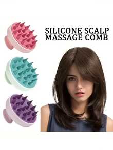 1pc Silicone Head Massager And Shampoo Brush, Suitable For Shower/Bath Use, Comfortable Grip To Remove Dead Skin, Shower Accessory, Gentle Exfoliation, Hygienic Design, Durable Material - Multicolor - View 3