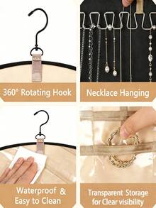 1pc Jewelry Storage Hanging Bag, Double-Sided Jewelry Storage Bag, Wall-Mounted Jewelry Organizer Bag With Multiple Compartments, Made Of Transparent PVC Material, Jewelry Clearly Visible, Convenient To Quickly Find Desired Accessories, Save Searching Time; Dust-Proof And Moisture-Proof, Protect Jewelry, Hanging Bag Can Isolate Jewelry From The Outside World, Reduce Contact With Air - Multicolor - View 6