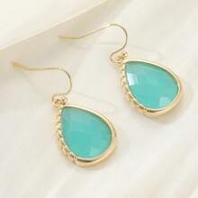 Pendientes de resina con gota de agua dorada de estilo bohemio minimalista, brillantes y dinámicos, adecuados para uso diario y bodas, regalo exquisito de vacaciones para niñas - Dorado - Ver 6