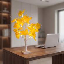 Pre-Installed White Birch Tree Lamp With Artificial Golden Ginkgo Leaves, USB And Battery Powered LED Desktop Night Light, Autumn Aesthetic Decorative Table Lamp For Bedroom, Wedding, Thanksgiving, Christmas Home Tabletop Centerpiece And Women's Birthday Gift - Warm white light - View 12
