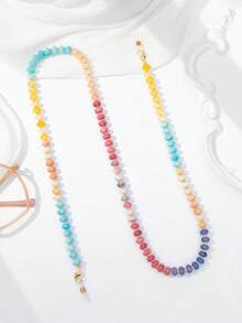 1pc Minimalist Fashion Colorful Beaded Glass Anti-Loss Glasses Chain, Random Bead Color - Multicolor-484 - View 5