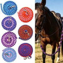 Cuerda de guía de caballo de nylon tejida a mano, resistente al desgaste y anti-tirones, cuerda de guía ecuestre, cuerda de entrenamiento de amarre de caballo de rancho para exteriores, cuerda de entrenamiento resistente y suave, adecuada para uso de entrenamiento de equitación ecuestre - Multicolor - Ver 1