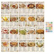 20pcs Vintage Food Recipe Postcards - Retro Wall Art Collage Set, Includes Ingredients & Steps, Cooking Theme Mini Posters, Kitchen Wall Decor Illustration Recipe Cards, Food Lover Gift - A - View 7