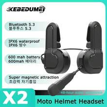 Kebidumei Wireless Motorcycle Helmet Headset Hands-free Call Kit Bluetooth 5.3 Waterproof MP3 Music Player Speaker - Auriculares dobles - Ver 2