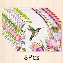 1pc Bird And Flower Placemat, Breakfast Mat, Coffee Mat, Coaster Set, Bowl And Plate Mat, Home Decor, Kitchen Accessory, Easy To Clean Placemat, Suitable For Home, Kitchen, Dining Room Table Decor, Holiday Gift, Multi-Piece Combination Pack, Linen Placemat - Multicolor - View 14