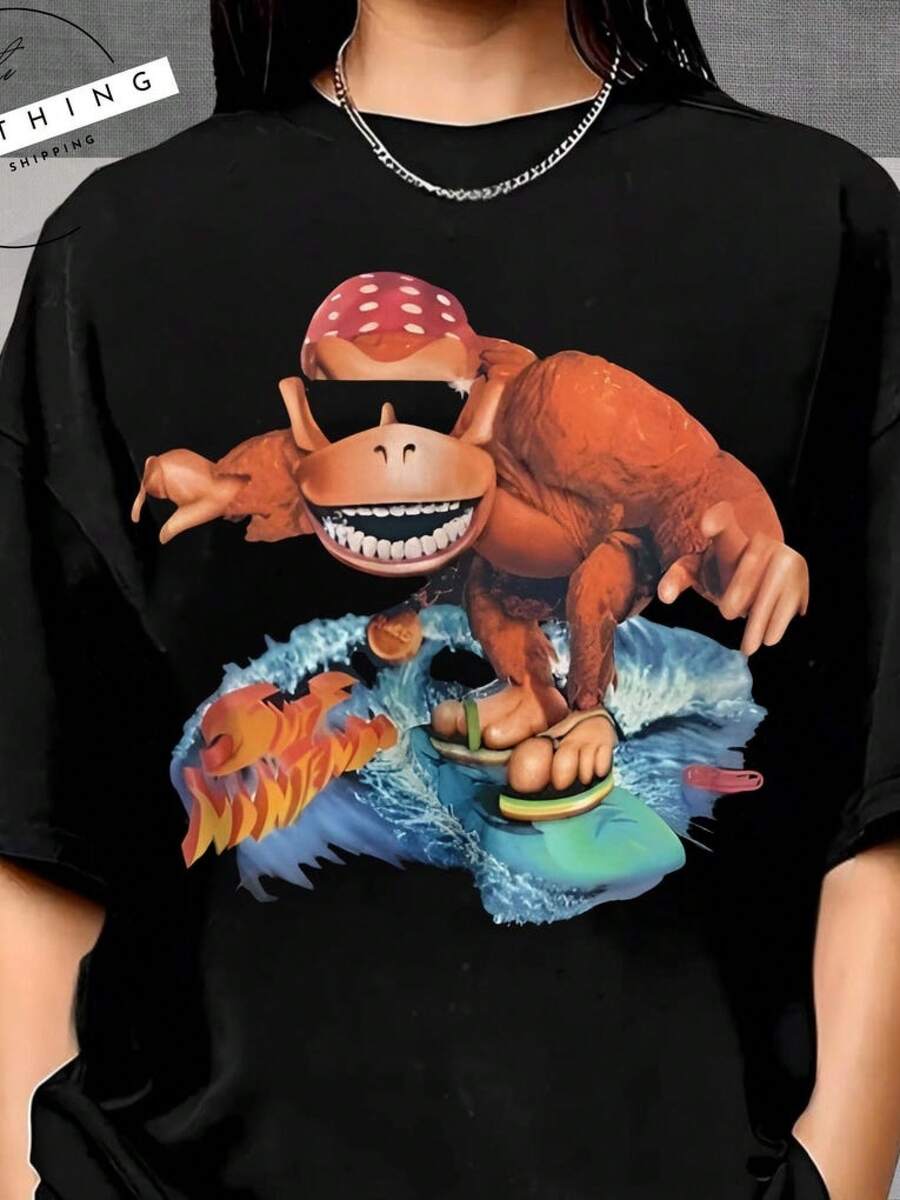 Camisetas de hombre Vintage 1995 Funky Kong Surf Black T-Shirt para hombre, regalo para él, sudadera con capucha, sudadera y2k - Negro - Ver 1