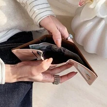 韓式簡約 PU 皮革女款短款三折錢包，高級簡約學生錢包 - 彩色 - 查看 7