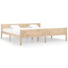 vidaXL Solid Wood Bed, Double Bed, Bed Frame, Wooden Bed, Bed Base, Slatted Frame, Bedroom Bed, Bedroom Furniture, Pine, Brown, 200x200cm - Brown - View 8