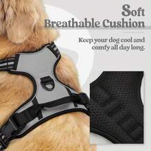 1 Set Harness dan Tali Anjing, Harness Anti-Tarik Reflektif, Dengan Gesper Lepas Cepat, Pegangan Tebal yang Nyaman, Tahan Lama, Cocok untuk Berjalan dan Melatih Anjing - Light Grey - View 2