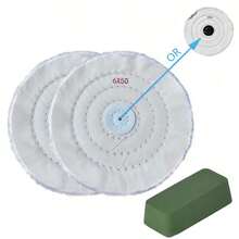 KLONKEE 2 buah/Paket Roda Poles dengan Lilin Poles - Roda Poles 6 Inci, Cocok untuk Alat Pemoles Perhiasan untuk Mesin Gerinda Meja - 2 kain poles + 1 lilin poles - View 8