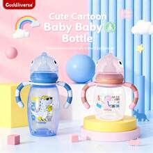 1件 150ml/270ml 卡通恐龍嬰兒奶瓶,雙把手,透明刻度,PP材質,防摔,適合日常使用,適合生日節日禮物 - 彩色 - 查看 2
