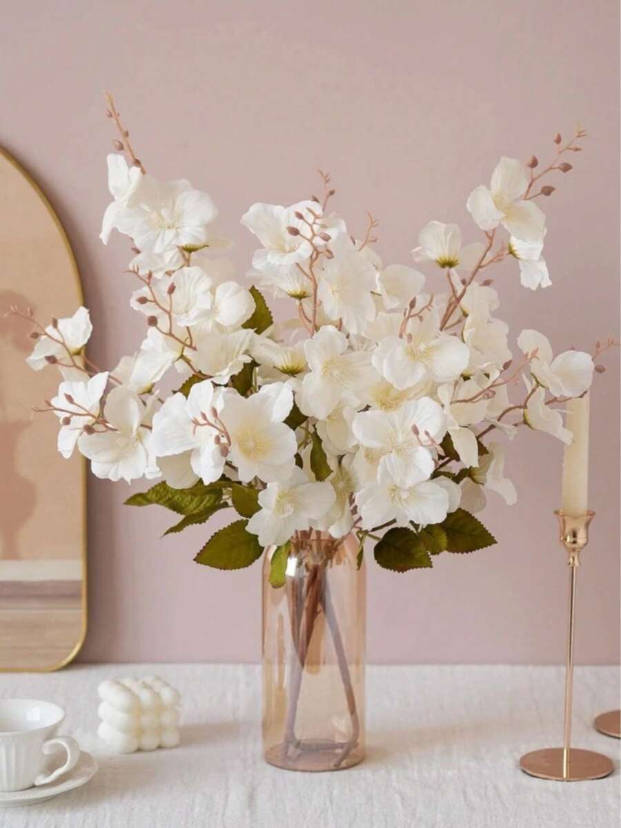 1/3/5 Bundles 65cm Artificial Narcissus Magnolia Flowers, Suitable For Vase, Home Living Room, Wedding Table Decoration, Centerpiece, Romantic Theme, Artificial Plants, Autumn Decoration, Room, Desk, Garden Decoration, Room Decor, Valentine's Day - White - View 1