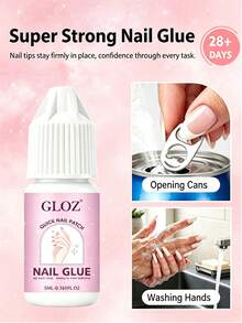 GLOZ 5ml Super Strong Nail Glue For Acryic Nails NalilTips, Press On Nais Fake Nails Salon Ouality …Brush On Nail Gue Easy Application Durable & Long -Lasting Fale Nal Glu - 5ml White Cap - View 8