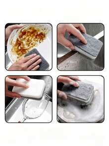 5/10/15/20 piezas Esponja de 3 capas gris & blanca para lavar platos, suministros de limpieza del hogar engrosados, cepillo de cocina para lavar platos, almohadilla de fregar, paño de cocina, cepillo de limpieza antibacteriano lavable, suministros de cocina, herramientas de limpieza de cocina adecuadas para lavar platos, palillos y ollas, duradero, absorbente, paño de limpieza reutilizable - A - Ver 9