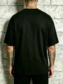 Camiseta de Cuello Redondo para Hombre, Estilo Casual y Divertido, Corte Holgado, 100% Algodón, Tejido Versátil, Suave y Cómodo, Ideal para Uso Diario y Regalos Navideños. Disculpas por mi t - Negro - Ver 2