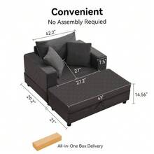 Chaise Longue With Footrest And Storage Space, Lounge Sofa With 3 Cushions For Living Room And Bedroom - 灰色 - 查看 12