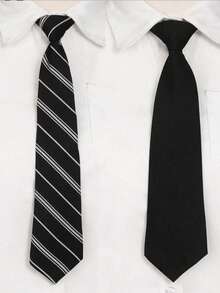 1 Set Classic Academy Uniform Black And White Tie Combination - Black and White - View 1