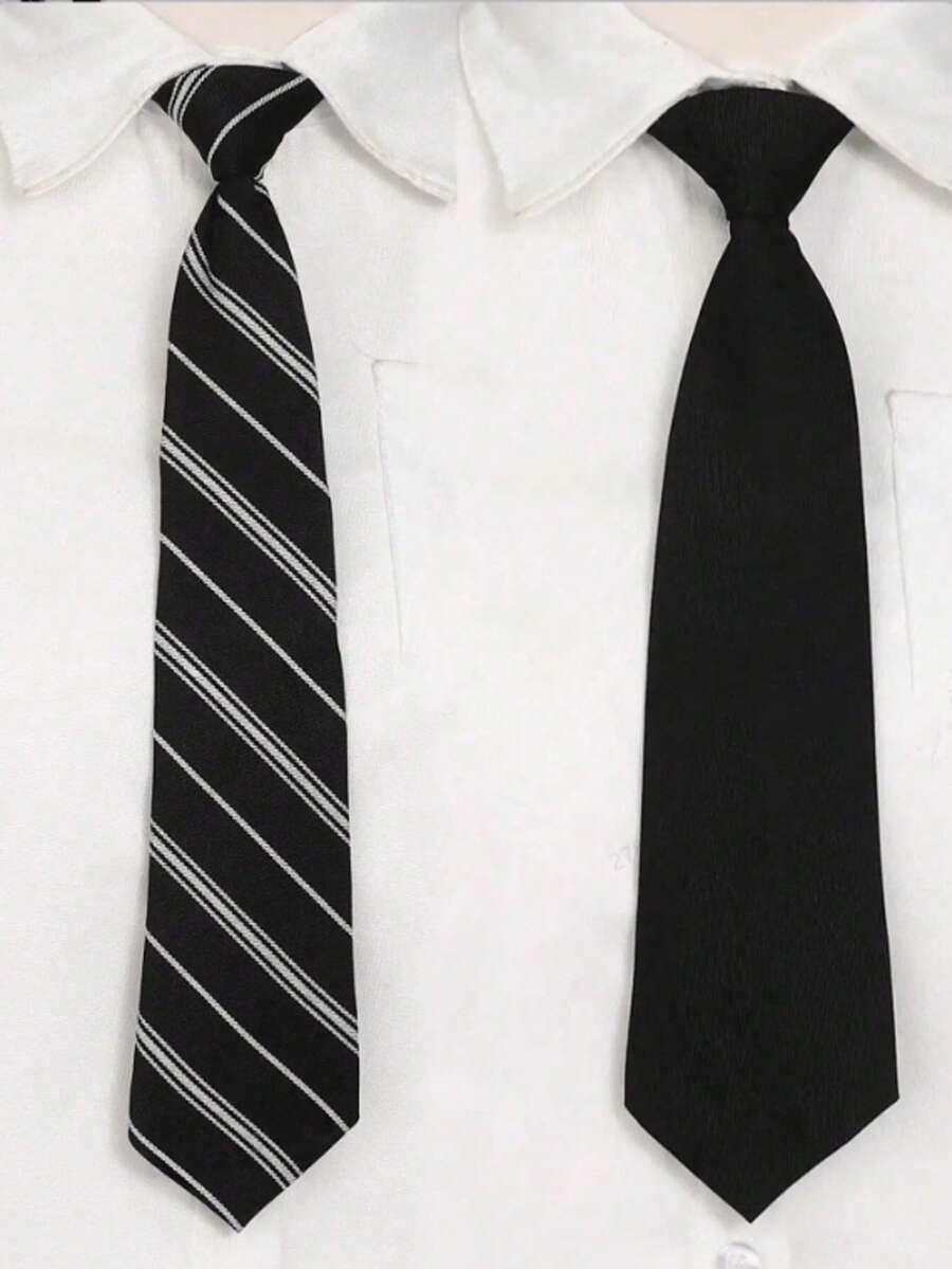 1 Set Classic Academy Uniform Black And White Tie Combination - Black and White - View 1