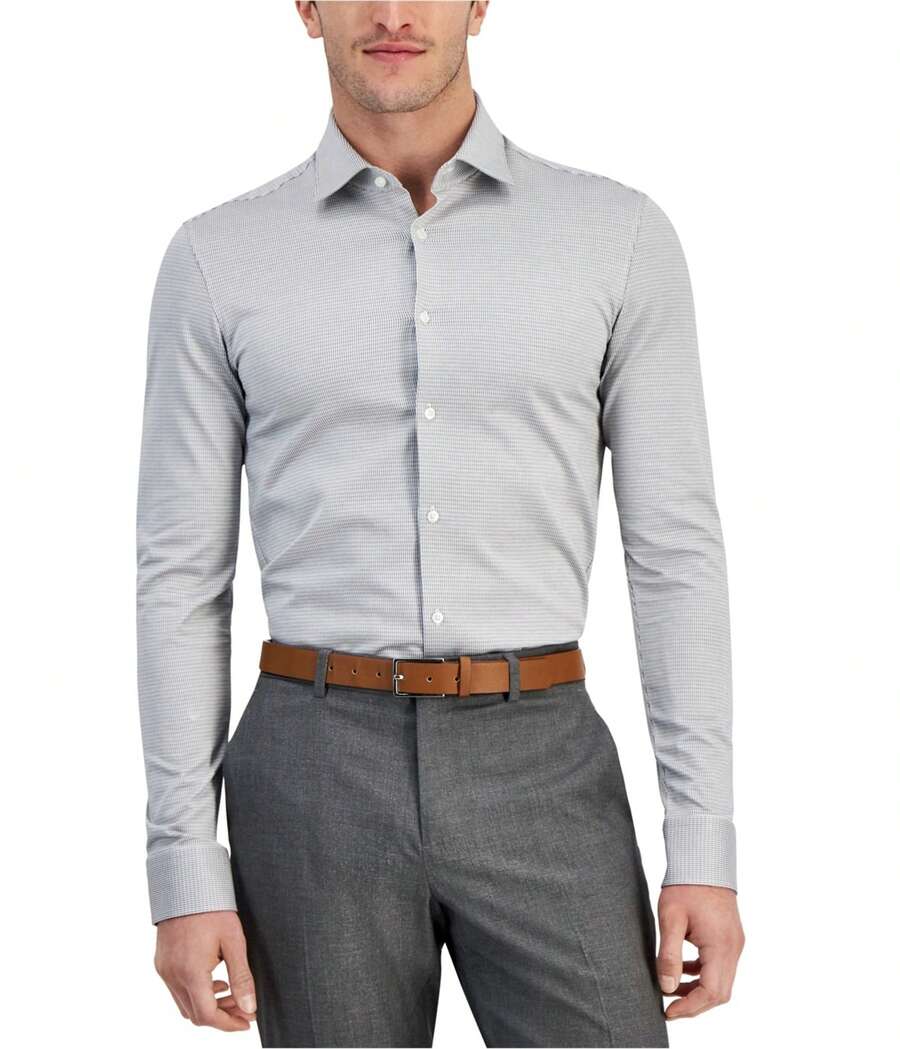 Hugo Boss Mens Geometric Button Up Shirt - Multicolor-medgray - View 1