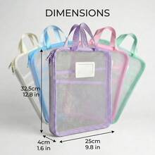 Transparent Nylon Mesh File Organizer Bag - Featuring Three Independent Compartments, Dual Zippers, Available In Multiple Colors, Ideal For Organizing Stationery And Office Documents, As Well As Storing Passports And Identification Cards. - View 12