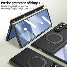 VIETAO Casing Ponsel Pelindung Portabel dengan Dudukan Ponsel Tak Terlihat yang Dapat Berputar 360° dan Pengisian Daya Nirkabel, Kompatibel dengan Galaxy Z Fold 8 Ultra 7 6 5 4, Pelindung Layar Kaca Tempered, dan Penutup Flip. - Hitam - View 8