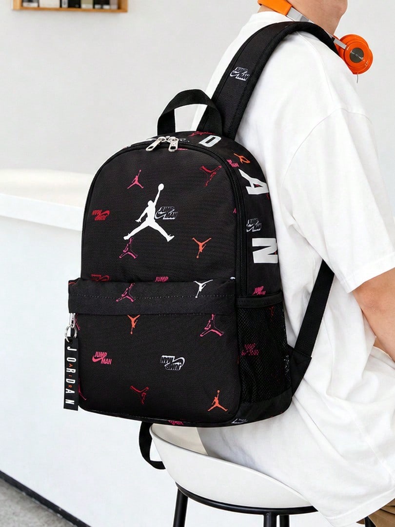 Jordan Compact Backpack For Women, Outdoor Sports Casual Daypack, Adjustable Strap & Tassel Design, Suitable For Work Commute, JD2213008TD-005 - Multicolor/True Black - View 1