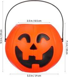 Halloween Pumpkin Bucket Set Of 5 Large Plastic Trick Or Treat Buckets With Handle For Halloween Party And Fall Decor Portable Pumpkin Pails - View 2