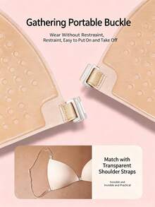 1 Pair Invisible Lift & Push-Up Self-Adhesive Bra, Reusable Strapless Front-Clasp Invisible Nipple Covers, Women's Lingerie & Lingerie Accessories, Suitable For Summer Dresses, Jumpsuits, Wedding Dresses - Multiple Styles - View 4