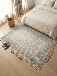 1pc Modern Minimalist Area Rug, Grey Geometric Pattern Living Room Carpet, Fresh Spring/Summer Design, Soft Touch, Short Pile Modern Floor Rug, Suitable For Bedroom, Dining Room, Office, Home Decor And Doormat, Versatile For Multiple Occasions Like Music Festivals, Wedding Venues And Daily Home Use - Grey - View 10