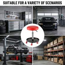 HSHa 360° Rotation Rolling Mechanic Stool With Wheels, 135Kg Capacity Garage Seat/Work Stool, Padded Roller Creeper Seat With Fixed Height, Tool Storage Tray For Garage, Shop, Auto Repair, Red+Black Car Repair Maintenance Tools - Red and Black - View 9