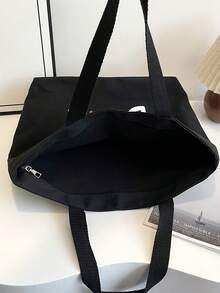 Minimalist Printed Canvas Tote Bag - Multicolor - View 4