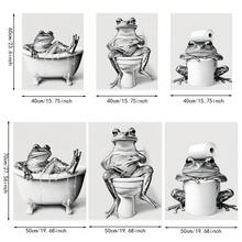 3pcs Cartoon Black & White Vintage Frog Bathroom Canvas Wall Art Decor, Fun Cartoon Frog Animal Realistic Art Print Poster, Suitable For Room, Hallway, Study, Bedroom Wall Decoration, Autumn Decor (Unframed/Framed) - 111 - View 8