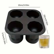 2-Piece Silicone Ice Cube Mold/4-Compartment Whiskey Cup Maker/Reusable Cylindrical Ice Cup Maker/Ideal For Drinks/Must-Have For RV Travel Kitchens, Catering Tools And Tableware, And A Great Gift Choice - 黑色 - 查看 7
