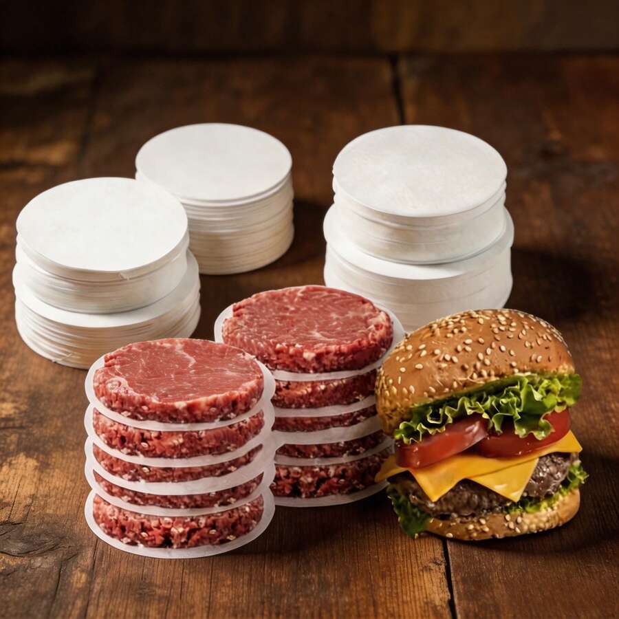 100/500/1000/1500片不沾漢堡肉餅紙，適用於個別漢堡、餅乾及其他食物，儲存、冷凍、廚房小工具、廚房用品、廚房配件、居家廚房用品