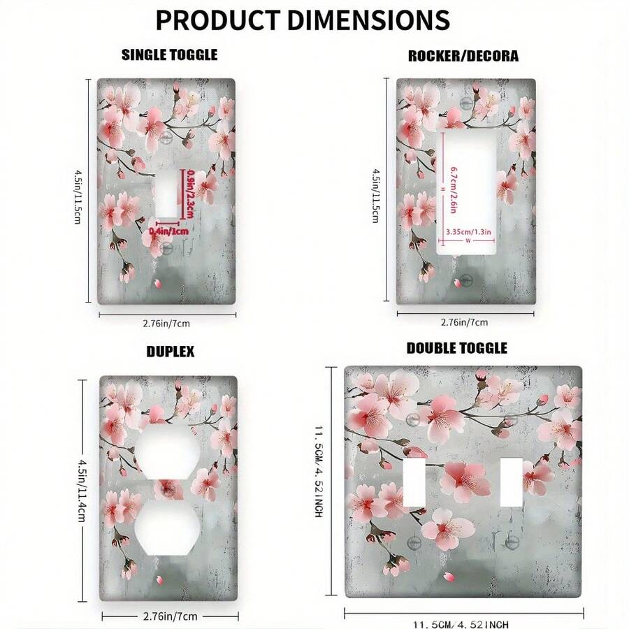 Pink Cherry Blossom Switch Plate Cover - Japanese Floral Wall Decor, Suitable For Bedroom And Nursery - Aesthetic Spring Floral Outlet Cover (Includes Screws)