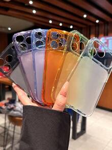 VOUVI Transparent Large Camera Phone Case Compatible With IPhone 13 14 15 16 17 Pro Max Candy Color Matte Back Anti-Drop Soft TPU Protective Cover Minimalist Clear Frame Shockproof Cellphone Shell - White - View 5